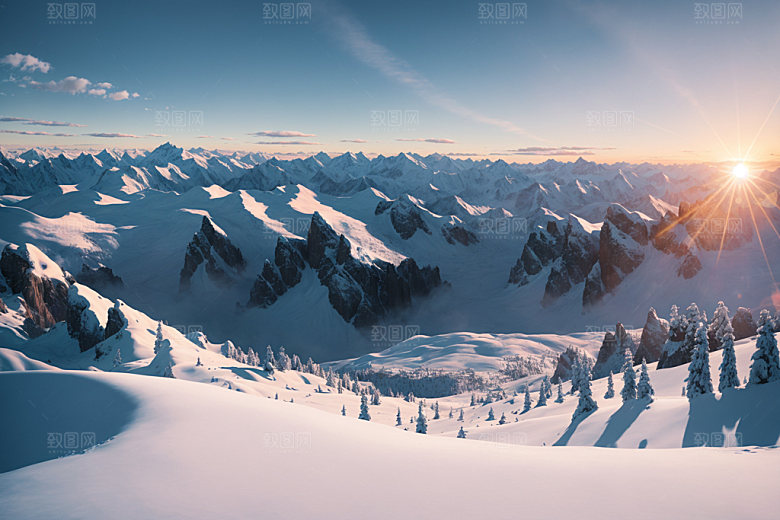雪山风景高山摄影图