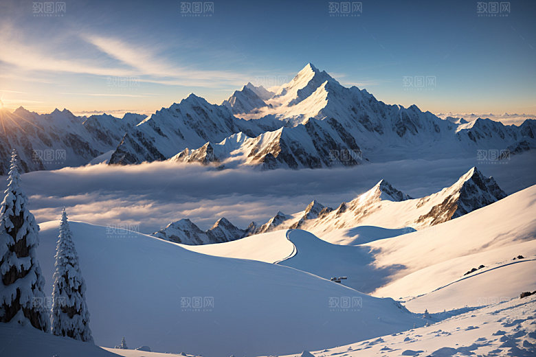 雪山雪峰高海拔摄影图