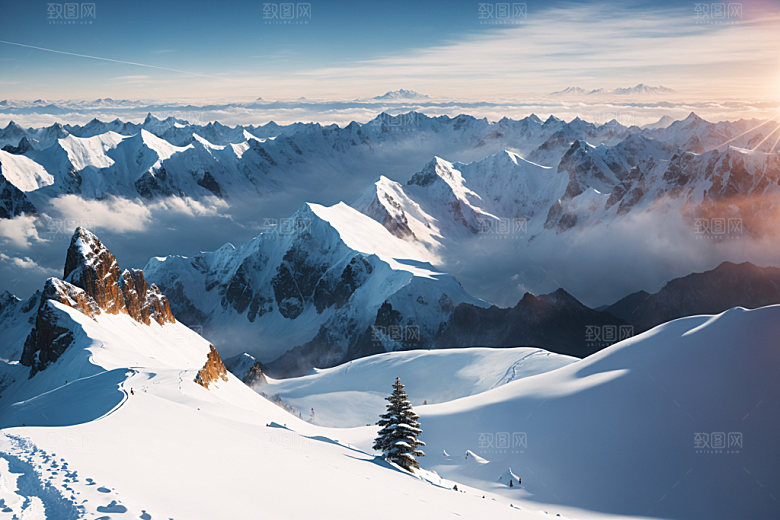 雪山顶峰雪峰摄影图