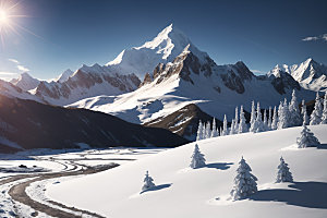 雪山自然顶峰摄影图