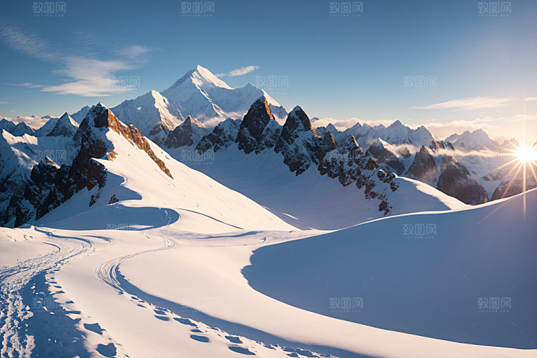 雪山风景高山摄影图