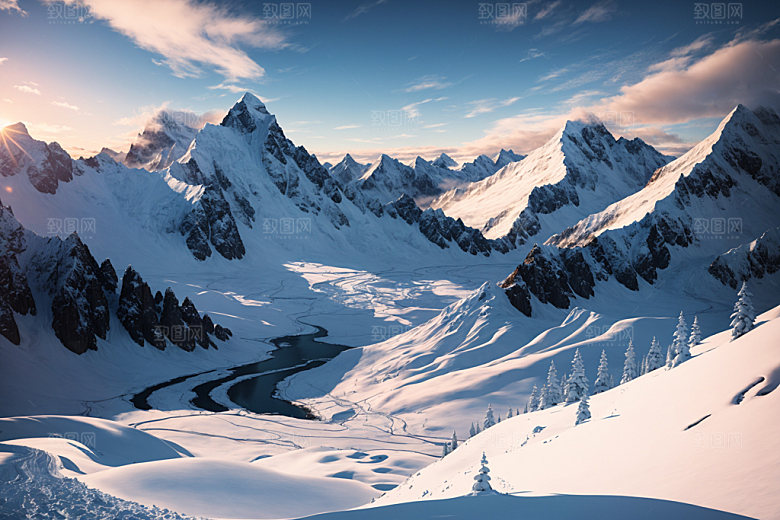 雪山高清顶峰摄影图