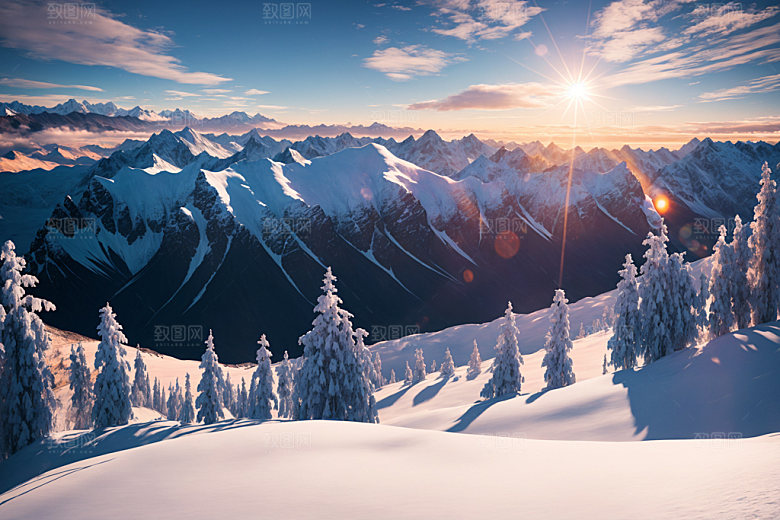 雪山顶峰风景摄影图