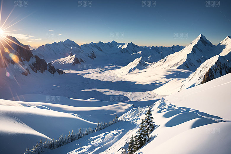 雪山自然雪峰摄影图