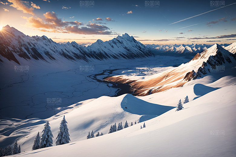 雪山风光风景摄影图