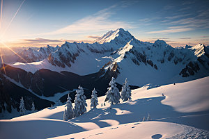 雪山高山顶峰摄影图
