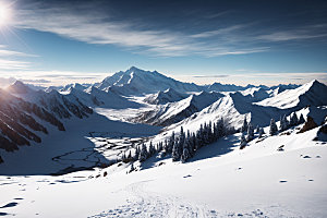 雪山雪峰顶峰摄影图