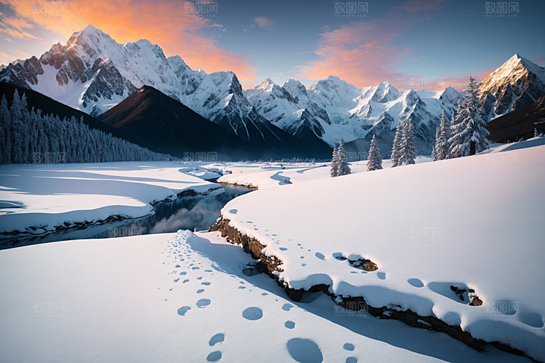雪山风景高山摄影图