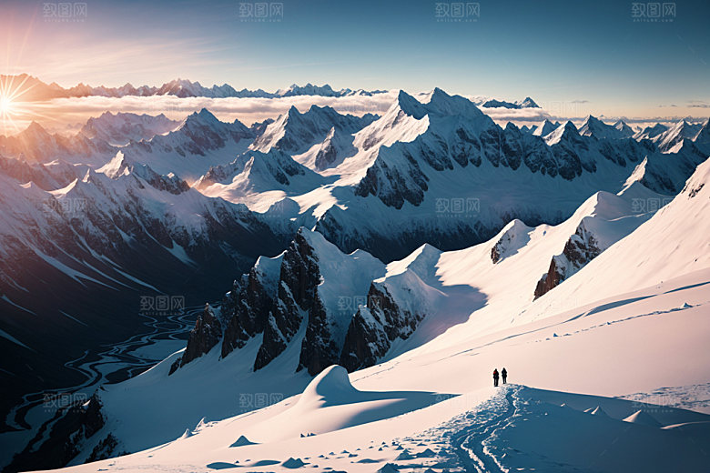 雪山雪峰风景摄影图