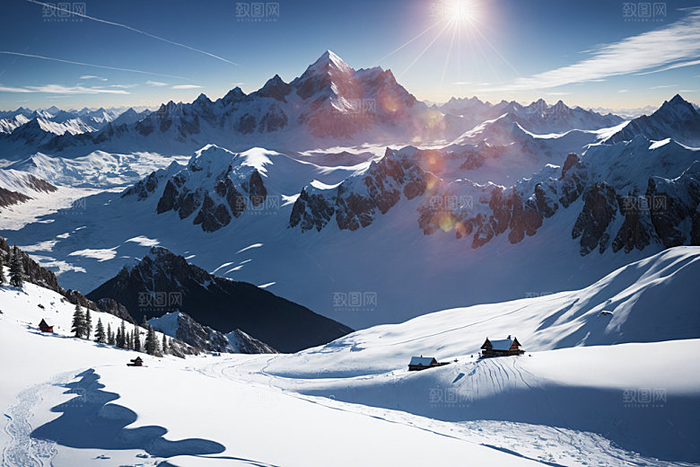 雪山雪峰高海拔摄影图