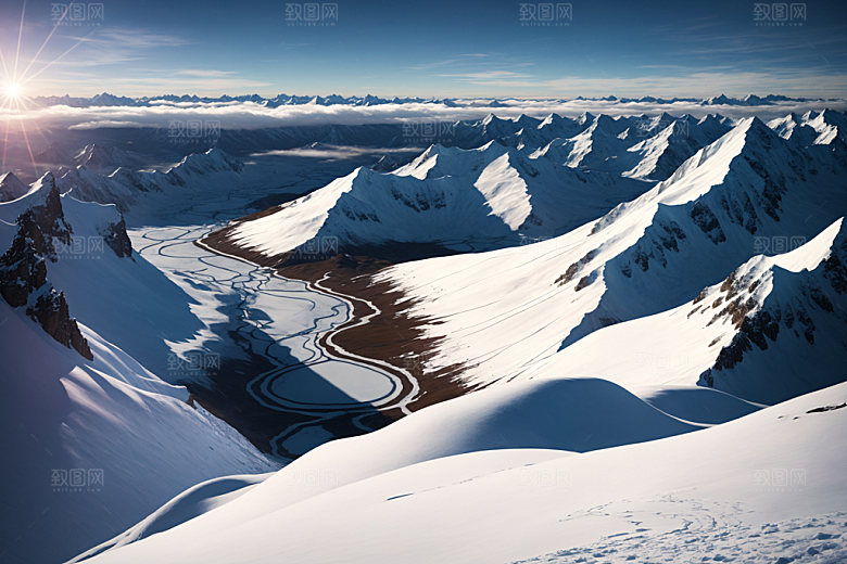 雪山风景顶峰摄影图