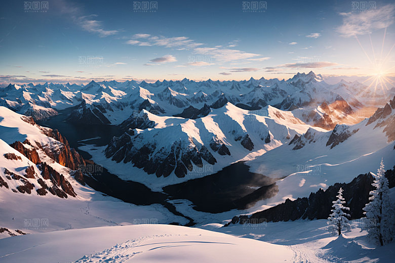 雪山高海拔风光摄影图