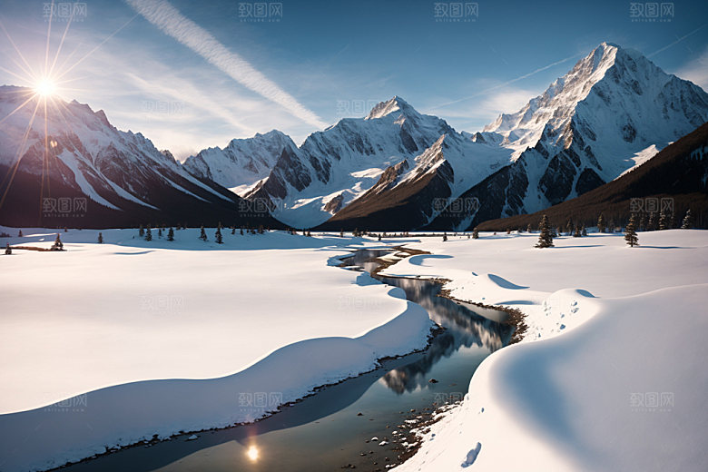雪山高山雪峰摄影图