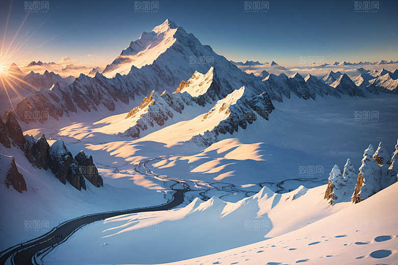 雪山自然顶峰摄影图
