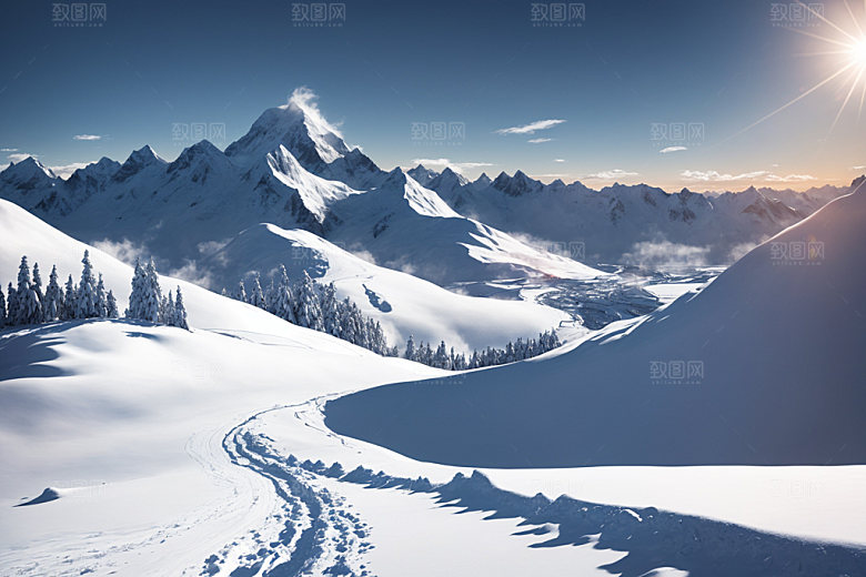 雪山雪峰高清摄影图