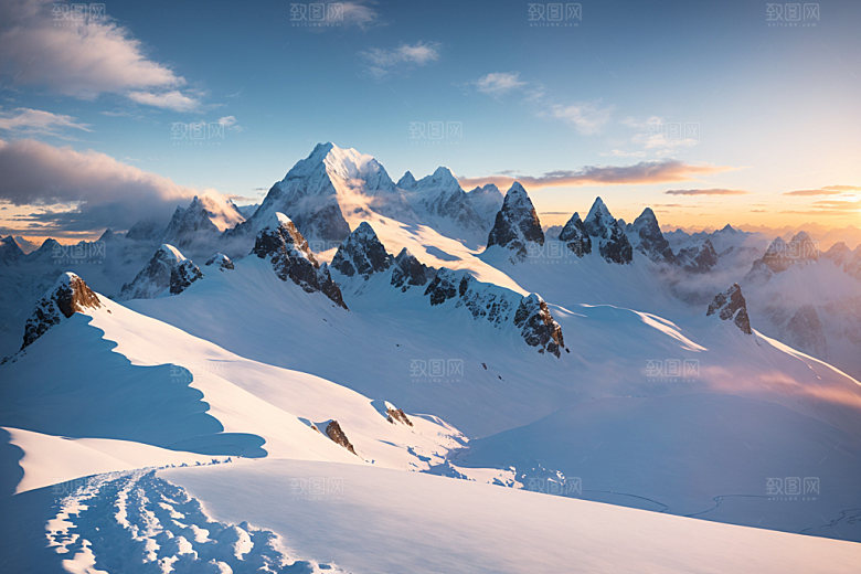 雪山雪峰顶峰摄影图
