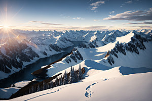 雪山高山顶峰摄影图