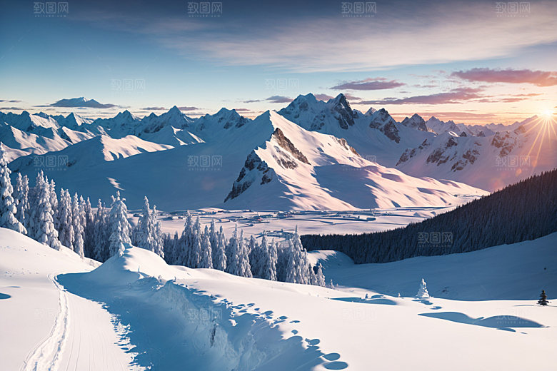 雪山风景高山摄影图