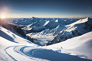 雪山自然雪峰摄影图