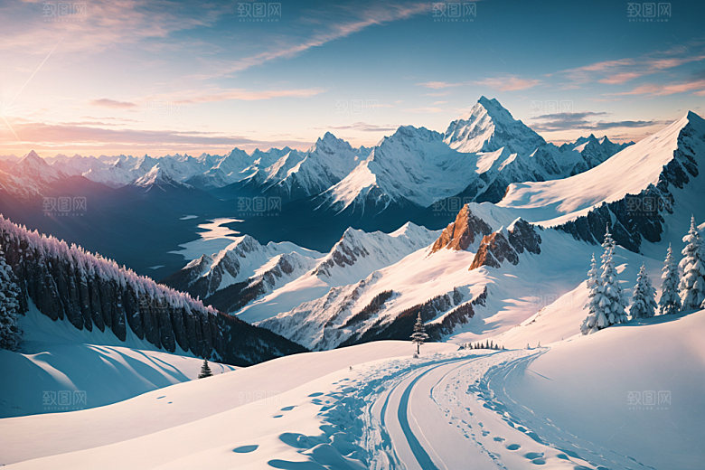 雪山自然高山摄影图