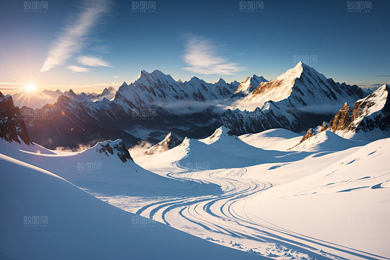 雪山风景自然摄影图