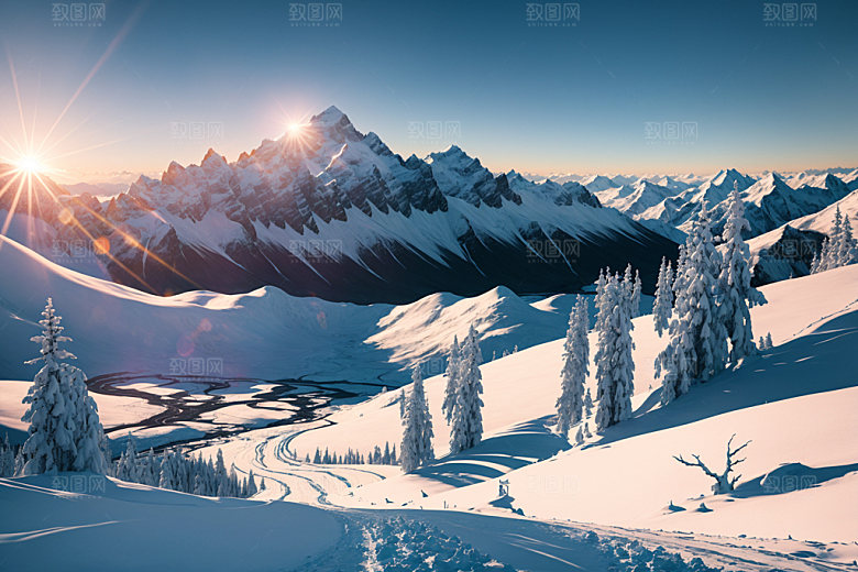 雪山风景自然摄影图