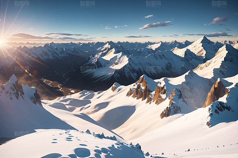雪山高清顶峰摄影图