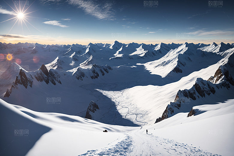 雪山风景顶峰摄影图