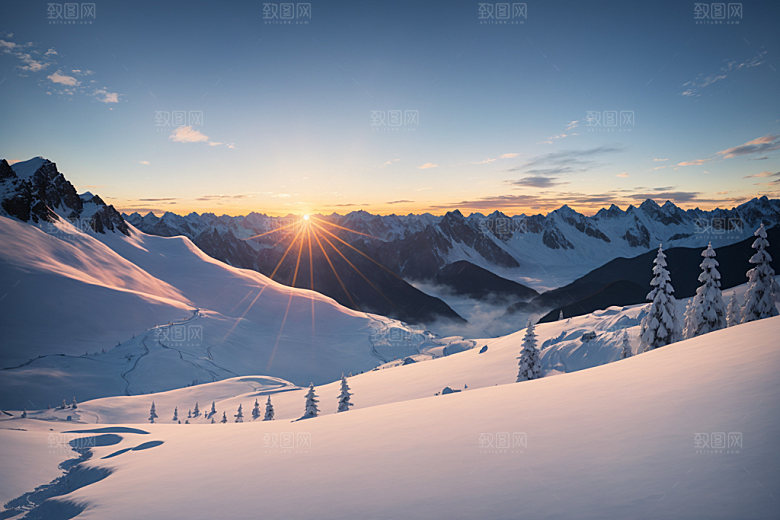 雪山顶峰高海拔摄影图