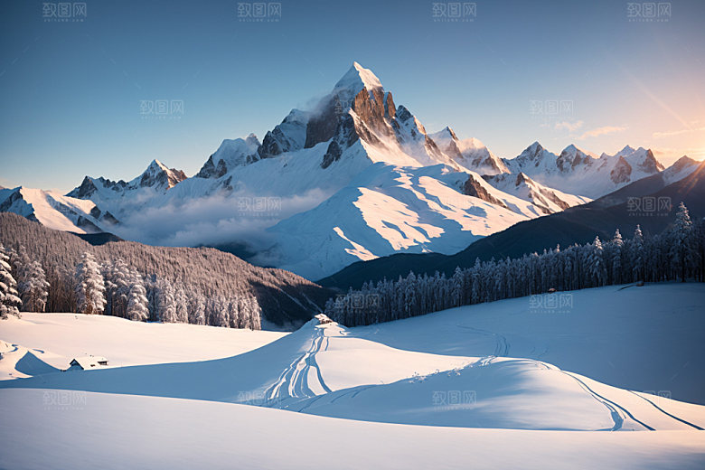 雪山顶峰高清摄影图