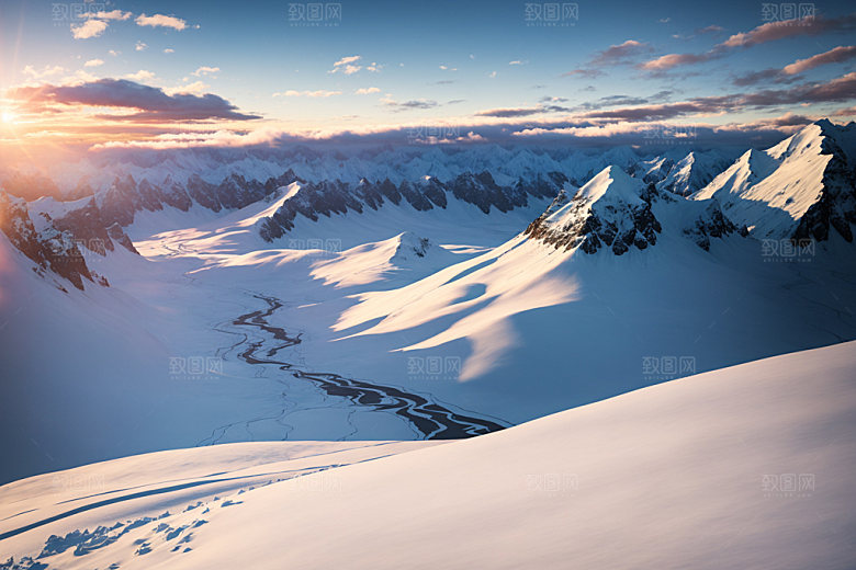 雪山风景顶峰摄影图