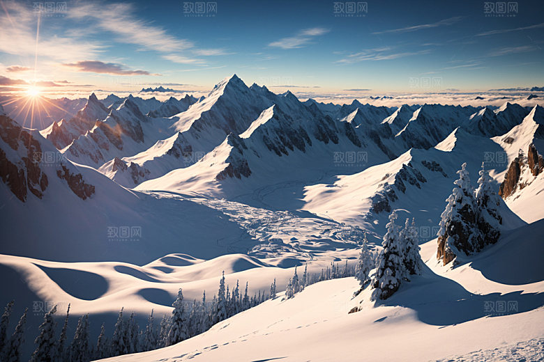 雪山自然雪峰摄影图