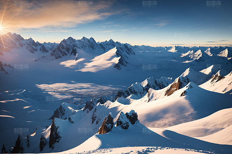 雪山顶峰高清摄影图
