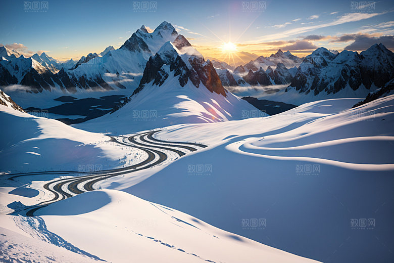 雪山高海拔自然摄影图