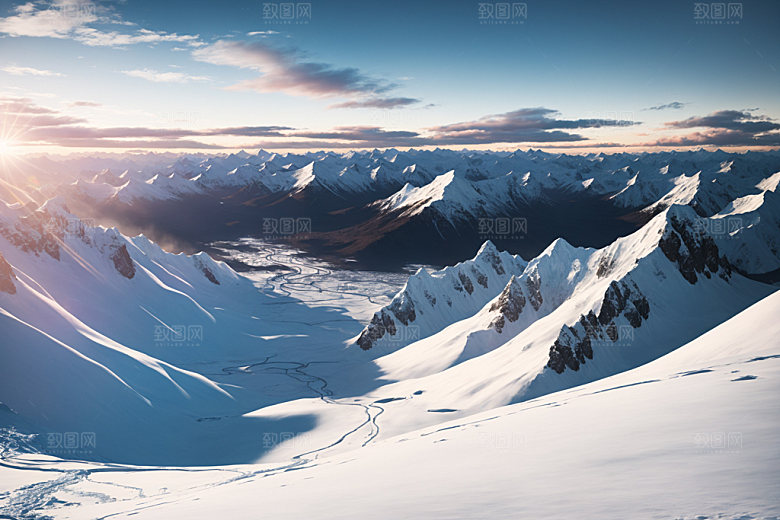 雪山高山雪峰摄影图