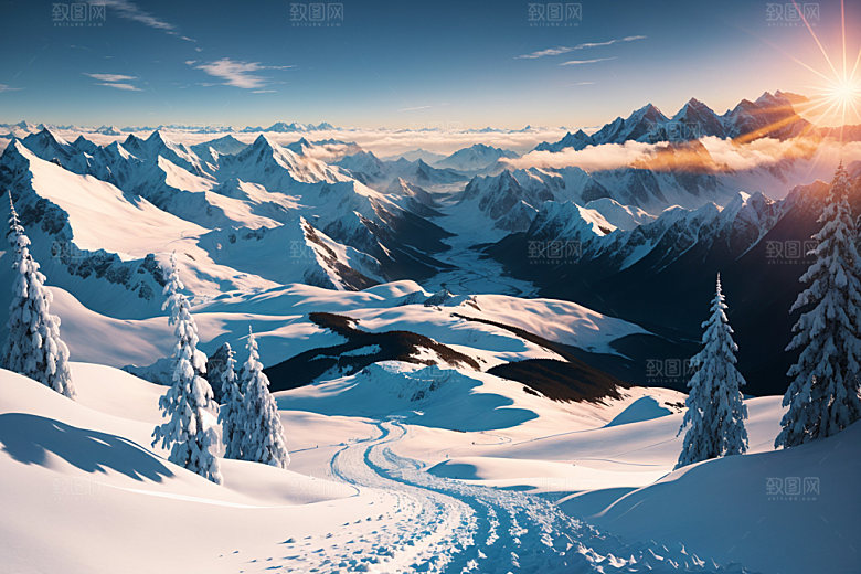 雪山高海拔风景摄影图