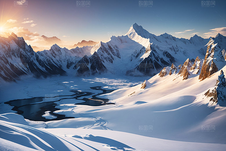 雪山风光高海拔摄影图