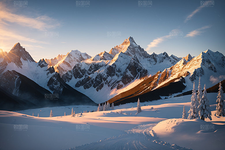 雪山风景顶峰摄影图