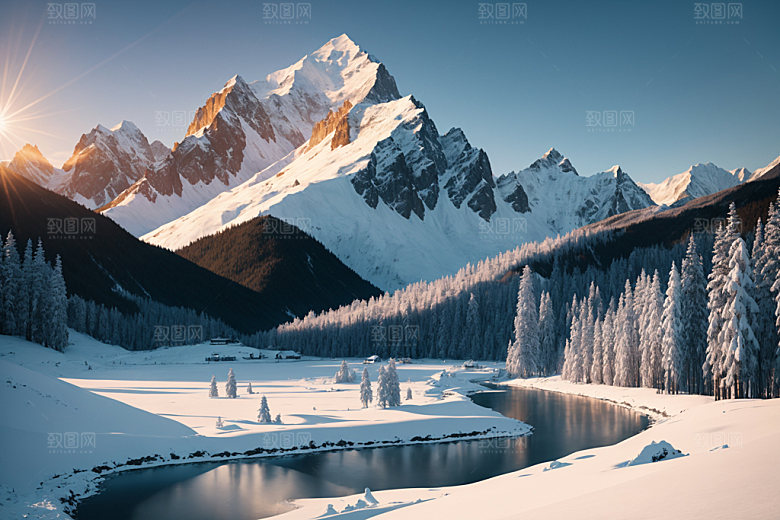 雪山风光高海拔摄影图