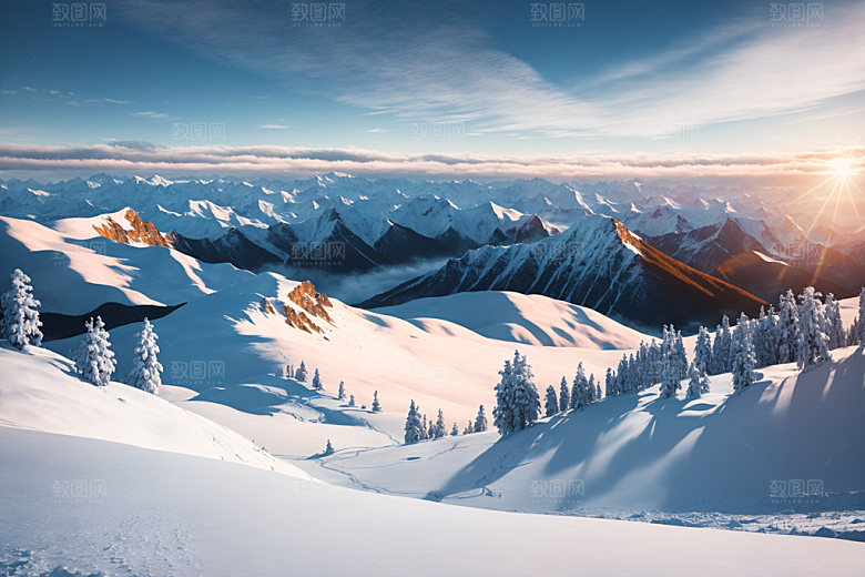 雪山风光自然摄影图