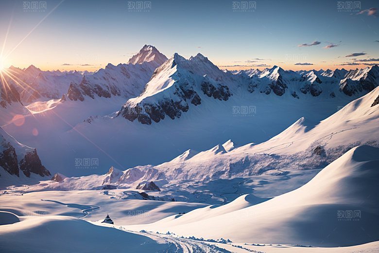 雪山顶峰风光摄影图