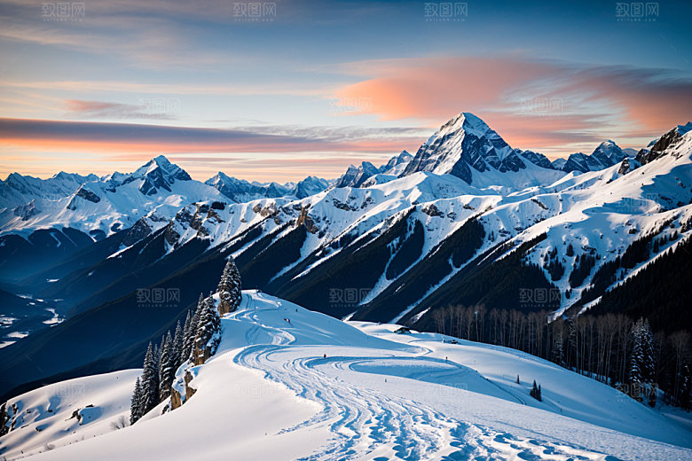 雪山顶峰高山摄影图