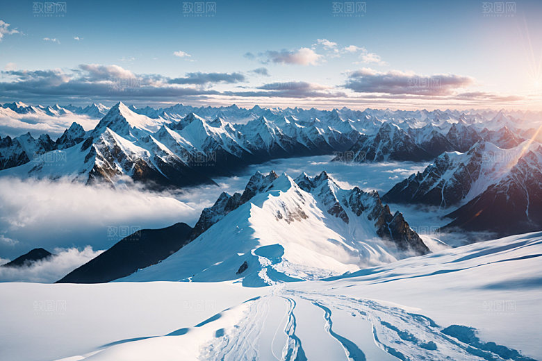 雪山风光风景摄影图