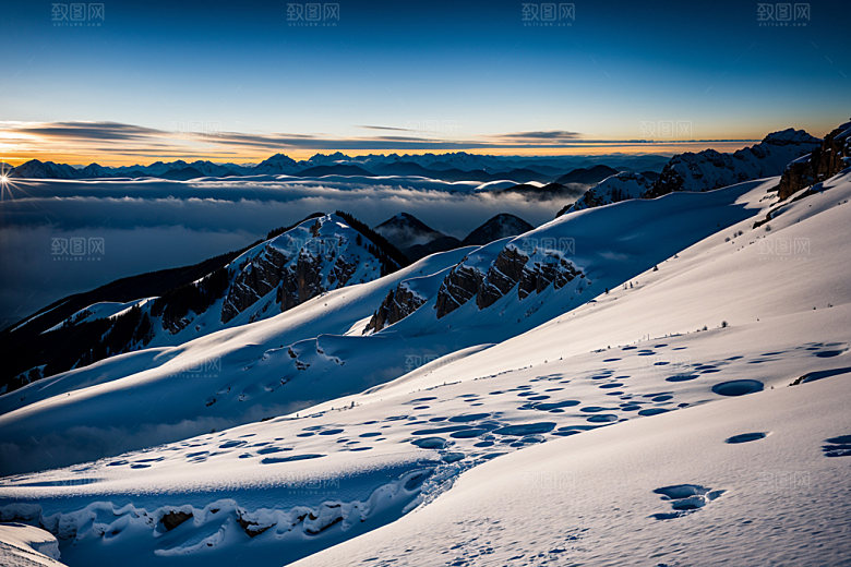 雪山高山雪峰摄影图