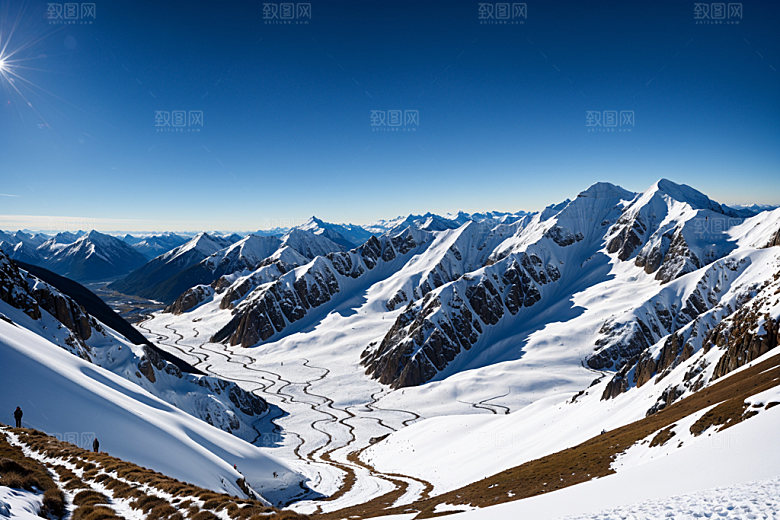 雪山顶峰高山摄影图