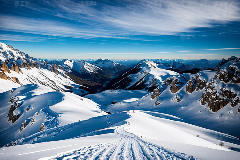 雪山顶峰风景摄影图