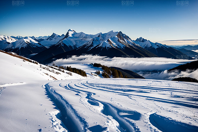 雪山自然顶峰摄影图