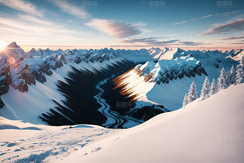 雪山高海拔高山摄影图