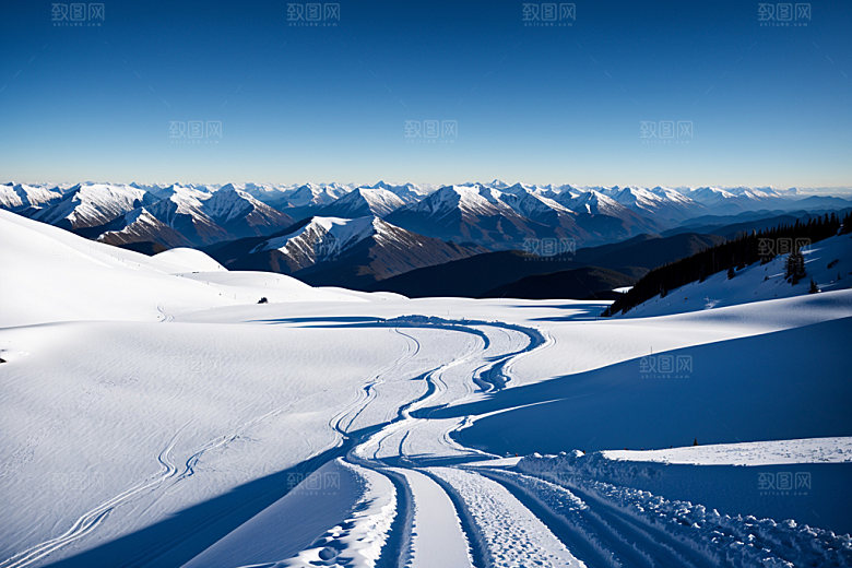雪山顶峰自然摄影图