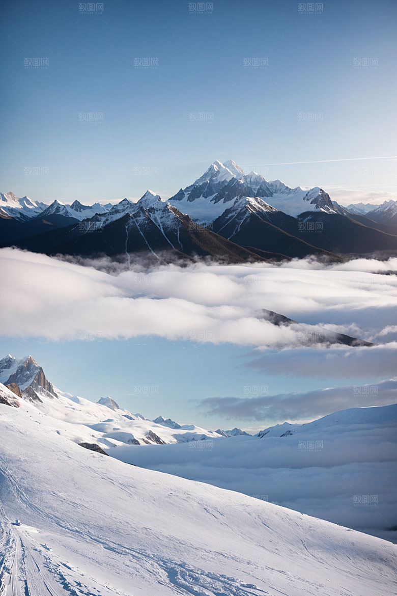 雪山高山顶峰摄影图
